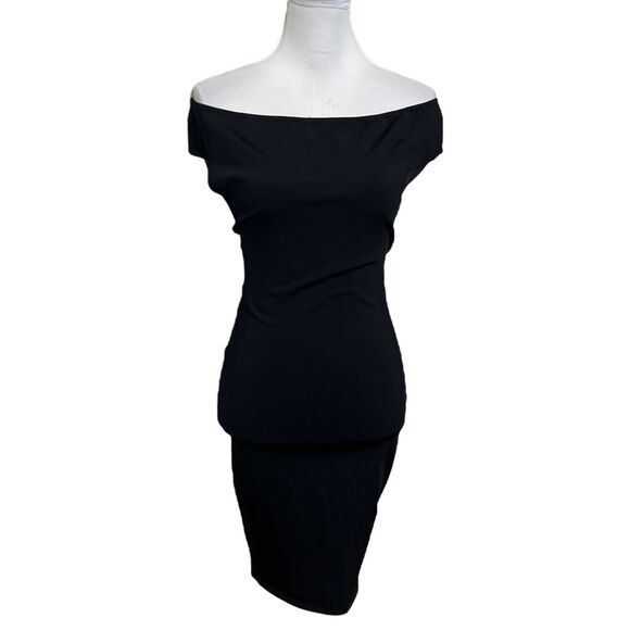 ALEXANDRE VAUTHIER Off Shoulder Midi Dress Women’s Size Medium Black Bodycon - Picture 2 of 11